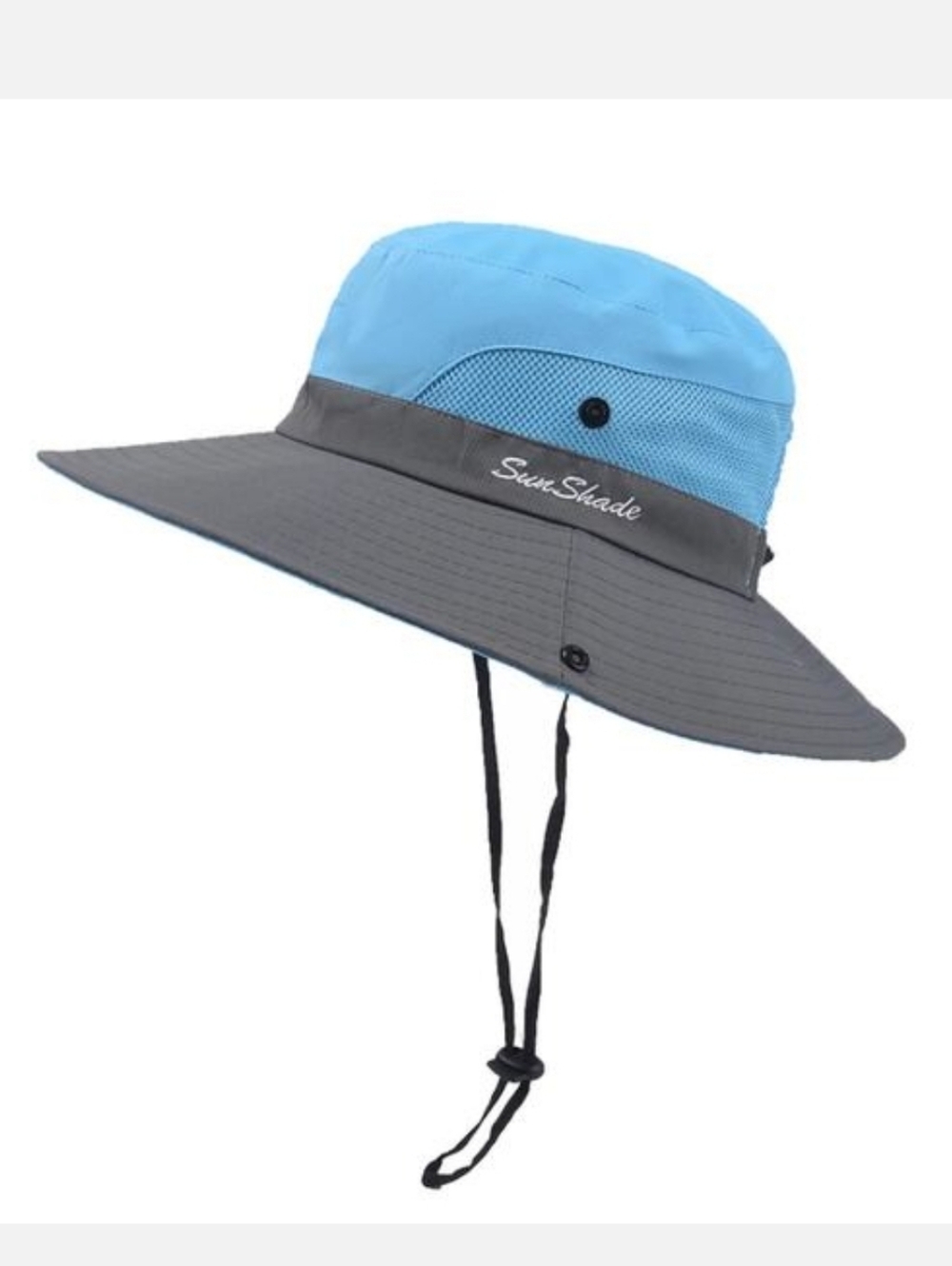 Womens SunShade Blue & Gray Hat With Pony Tail Hole